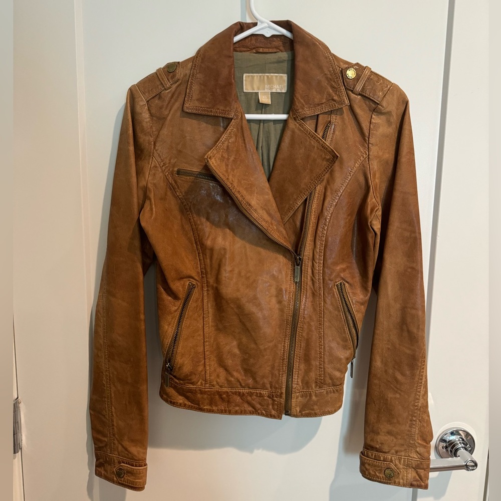 Michael Kors Leather Moto Jacket - size XS